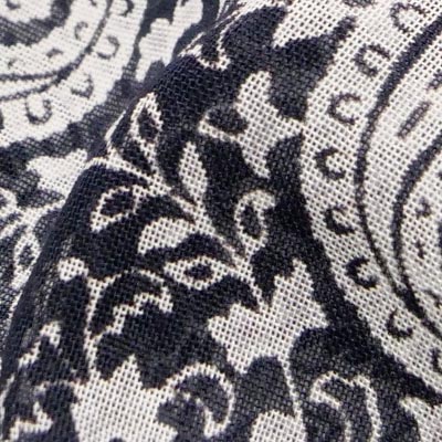 Pe.ボイルペイズリプリント（ネイビー）表面感><br clear=