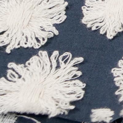 ローンフラワー刺繍（ディープシー）表面感><br clear=