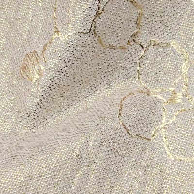 C．ボイル刺繍メタリック箔（ゴールド）表面感><br clear=