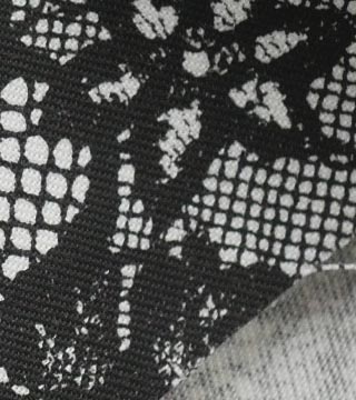 薄手ハードツイルレースプリント（ブラック）表面感><br clear=