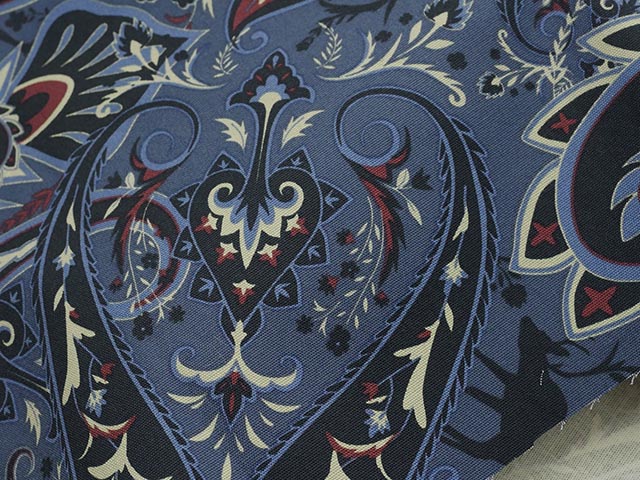 キャンバスストレッチビッグペイズリ（インディゴ）