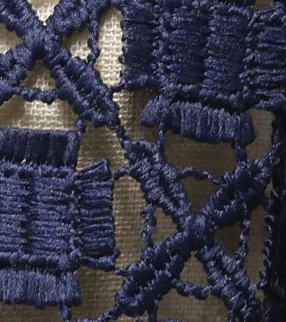 幾何柄ケミカルレース（ネイビー）表面感><br clear=