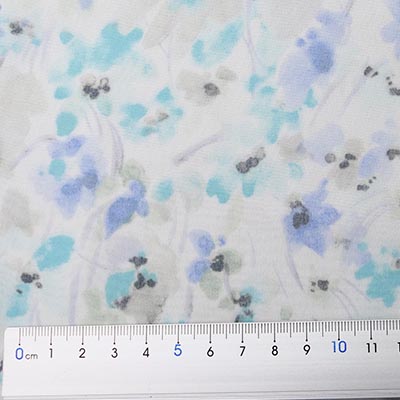 シフォン小花柄プリント（アクアブルー）サイズ