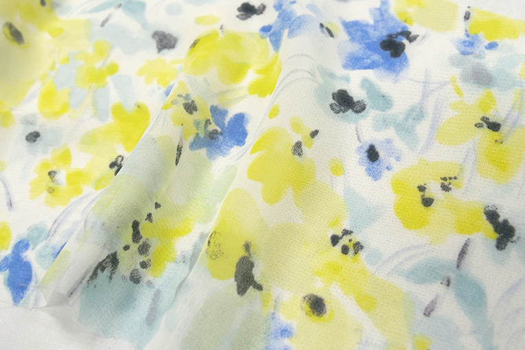 シフォン小花柄プリント（レモンイエロー）