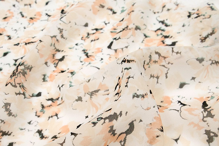 シフォン花柄プリント（オレンジ）