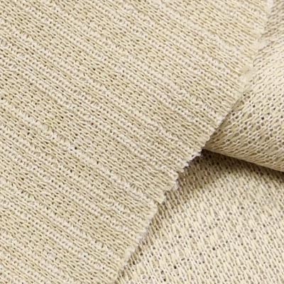 Pe.中厚手ジャカードニット（ベージュ）表面感><br clear=