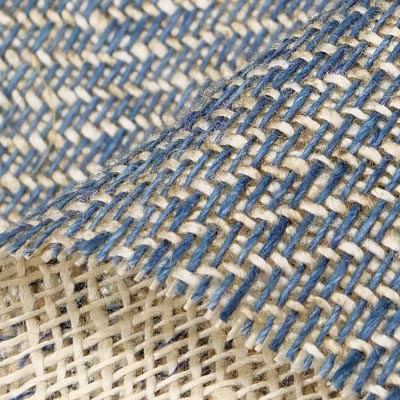 強撚リネン二重織り（インディゴ）表面感><br clear=