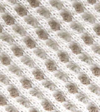 ワッフルニットジャカード（ブロンド）表面感><br clear=