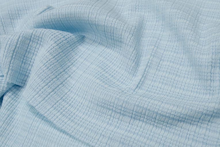 針抜きミニチェックテレコ（アクアブルー）