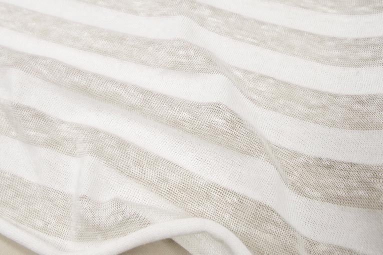 シアーリネンボーダー天竺（アイボリー）