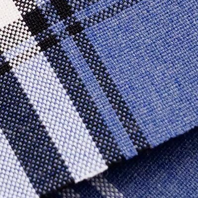 ROKH　チェック　インディゴ染め　フードコート KYC326 1 T／C先染めオーガンジーチェック｜先染め｜小紋工房