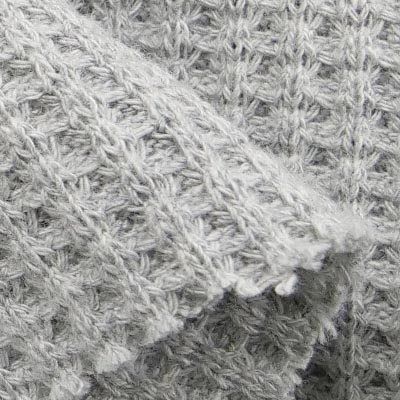 ワッフルニット（グレー）表面感><br clear=