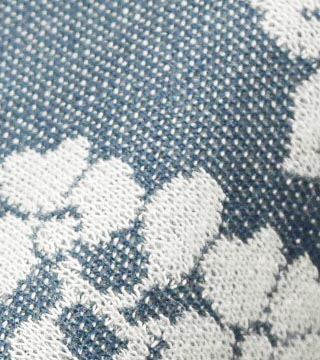 小花柄ジャカードニット（カデットブルー）表面感><br clear=