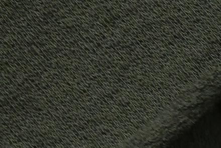 強撚薄手裏毛ニット（ダークフォレスト）表面感><br clear=