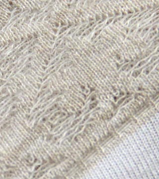 tessitura PANDA リネンレーシージャガードボーダー（ベージュ）表面感><br clear=