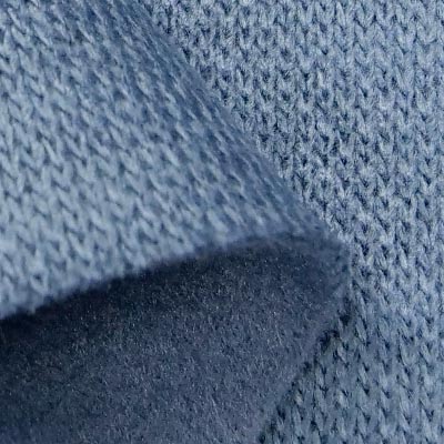 裏起毛厚手ウールニット（ライトブルー）表面感><br clear=